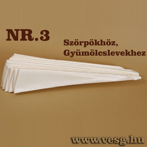 Szűrőpapír Tölcsérbe 50cm átmérő /NR.3.Szörpökhöz,Gyümölcslevekhez/